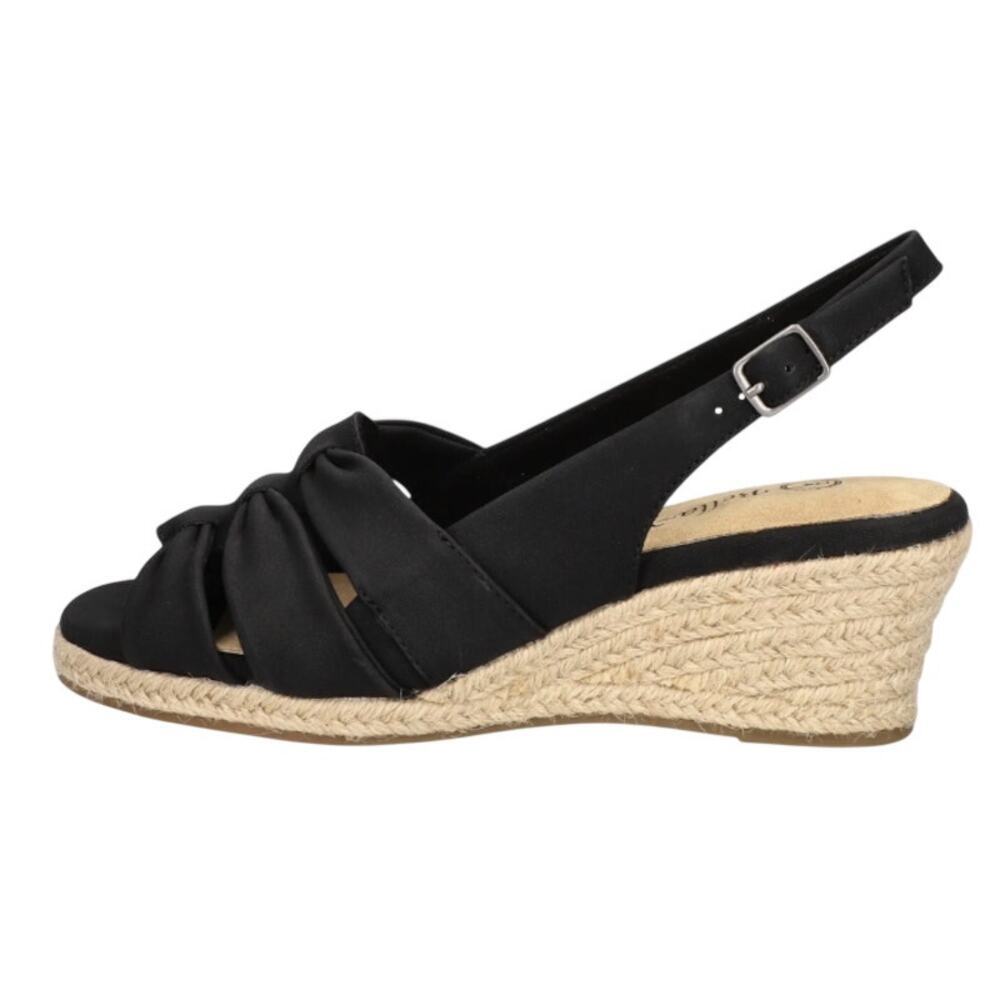 Bella Vita Black Knotted Slingback Espadrille Wedge Sandals - Picture 2 of 14
